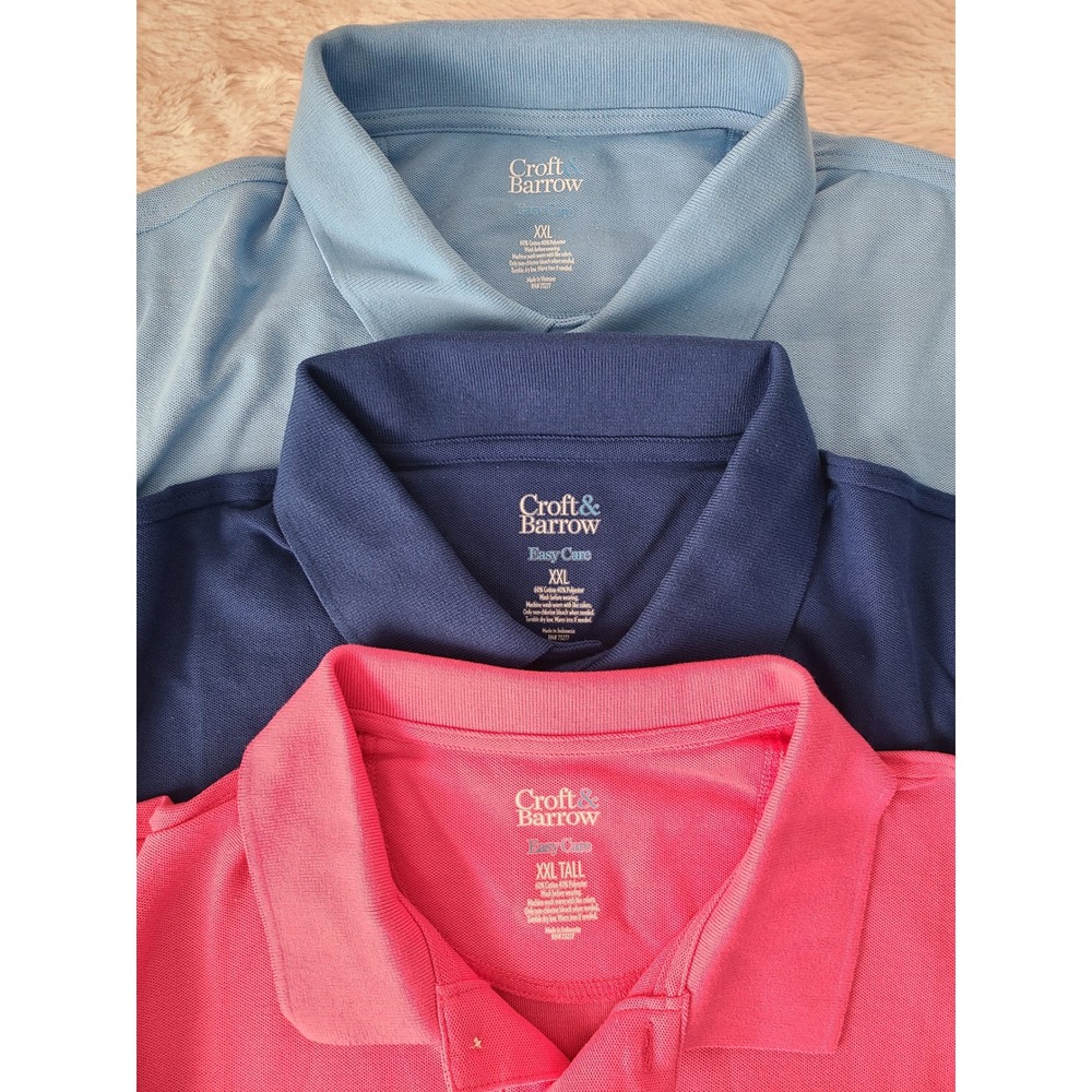 Croft & Barrow Mens Easy Care Pique Polo Shirt Bundle XXL XXL Tall Lot of 3
